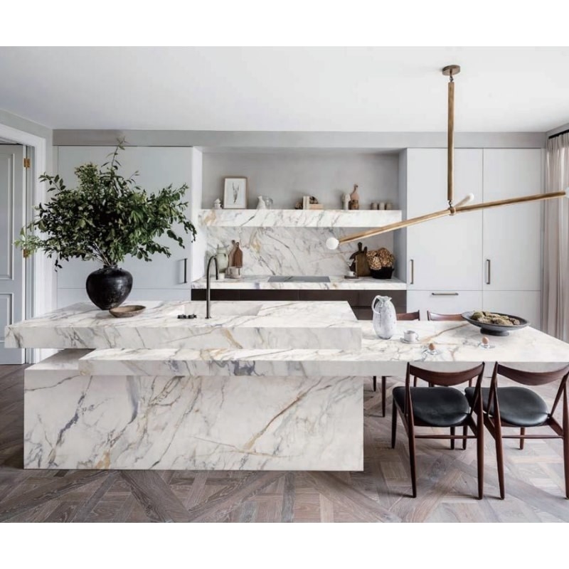 2cm/3cm Marble Effect Quartz Countertops HD Inkjet Print Marble Look Quartz Worktop