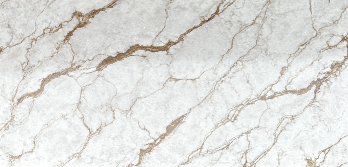 OLK1004G Multi Colors Background With Calacatta Gold New Collection Vain To Full Body Printed Quartz Stone