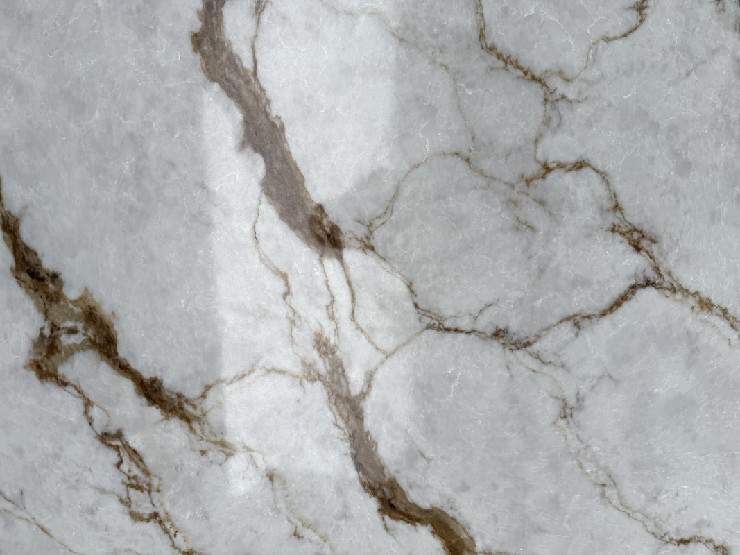 OLK1004G Multi Colors Background With Calacatta Gold New Collection Vain To Full Body Printed Quartz Stone