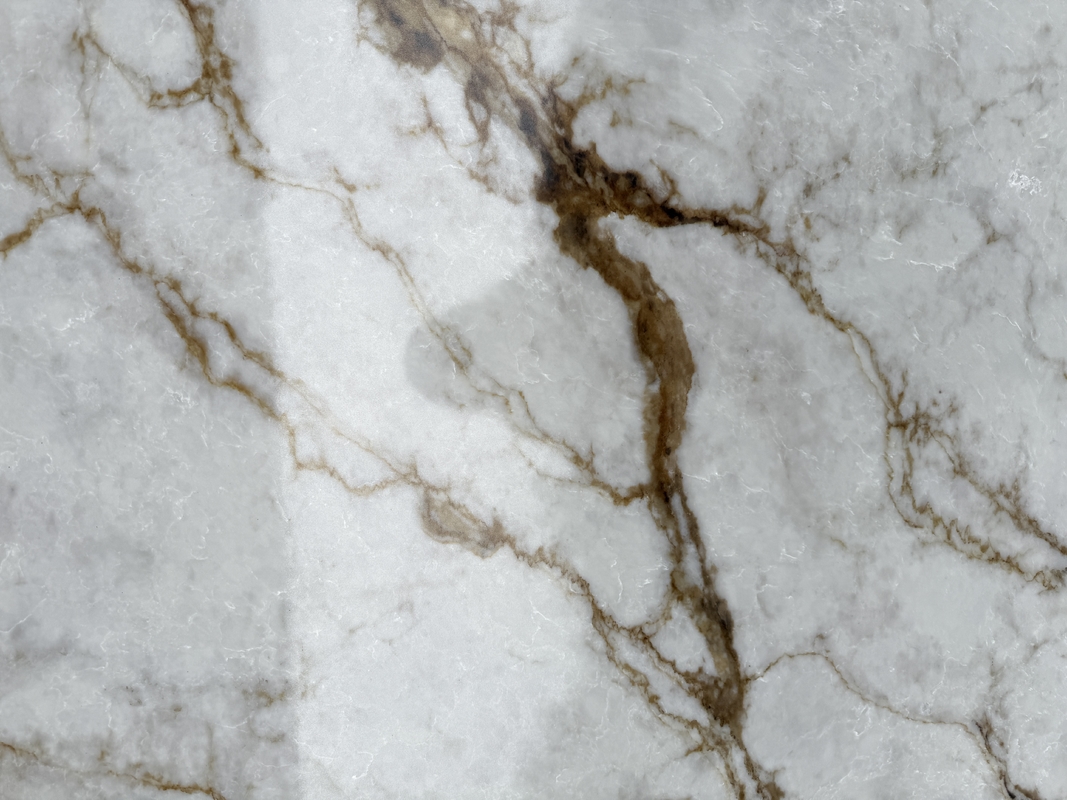 OLK1004G Multi Colors Background With Calacatta Gold New Collection Vain To Full Body Printed Quartz Stone