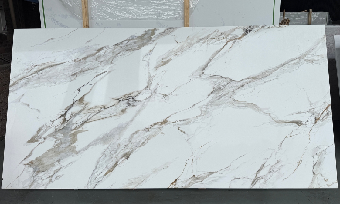 OLK1003G Calacatta Gold New Collection Vain To Full Body Printed Quartz Stone Hd Inkjet Print Technology Slab